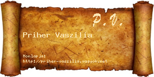 Priher Vaszilia névjegykártya